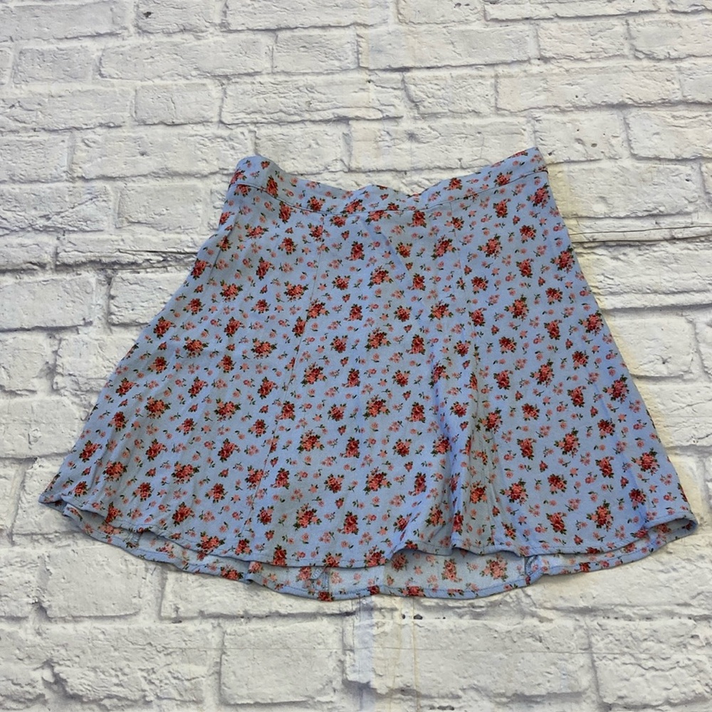 Reformation Blue Floral Mini Skirt